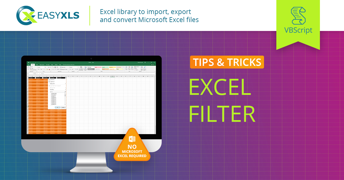 easyXLS export excel filter vbs