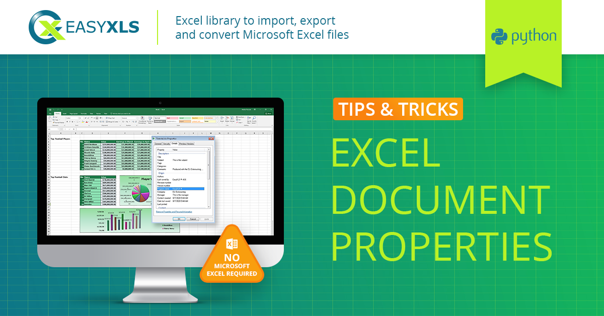 easyXLS excel export document summary information python