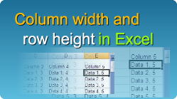 excel column width row height