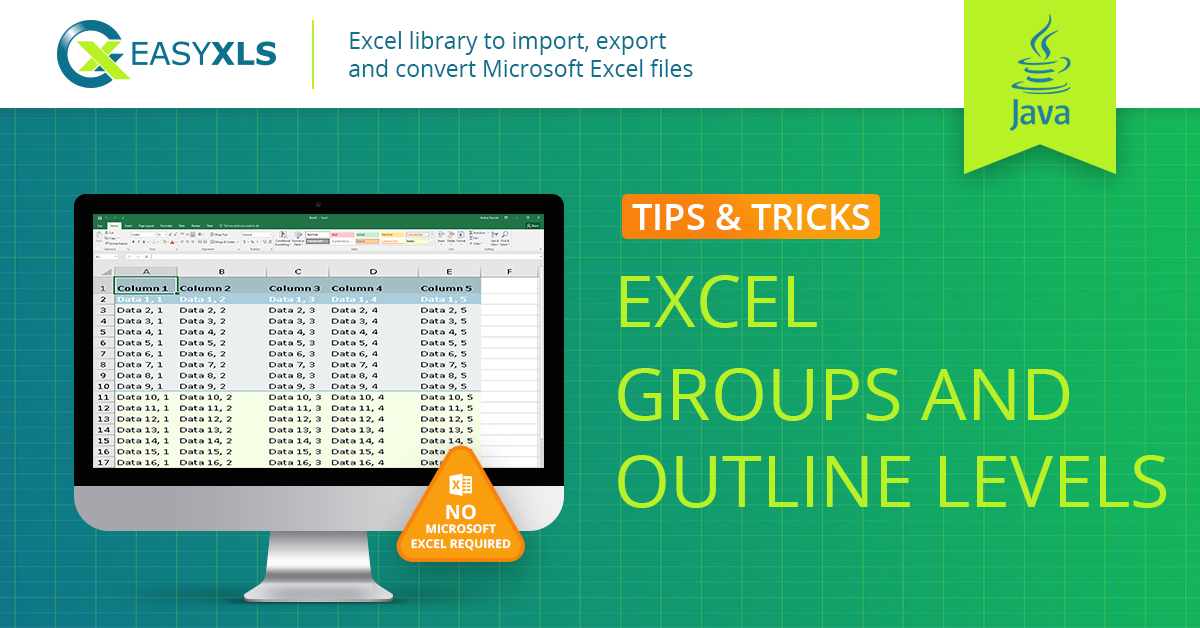 easyXLS export excel group rows columns java