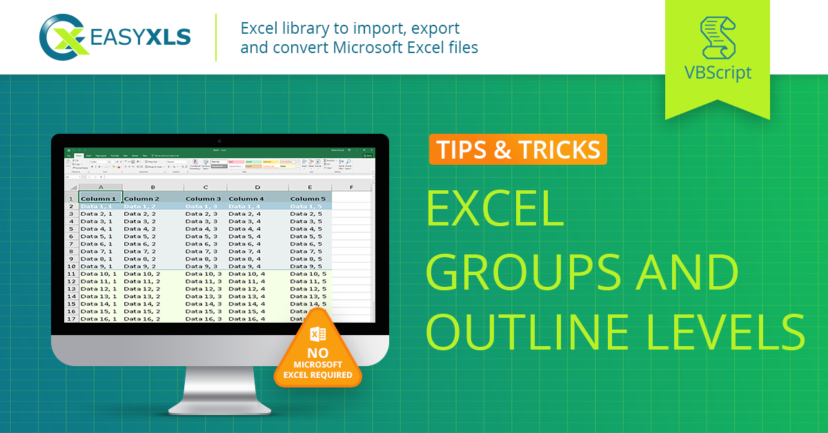 easyXLS export excel group rows columns vbs