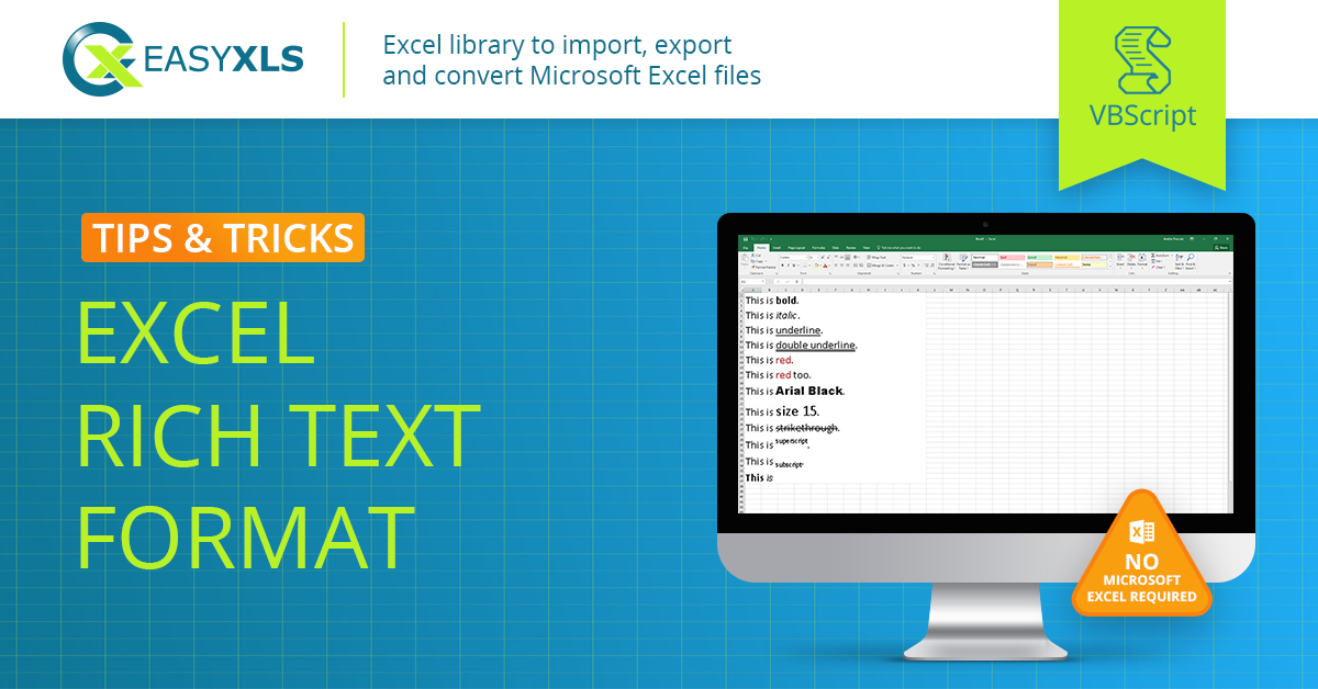 easyXLS export excel rich text cell vbs