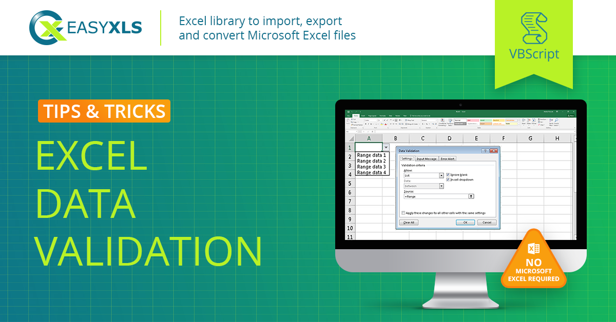 easyXLS export excel data validation vbs
