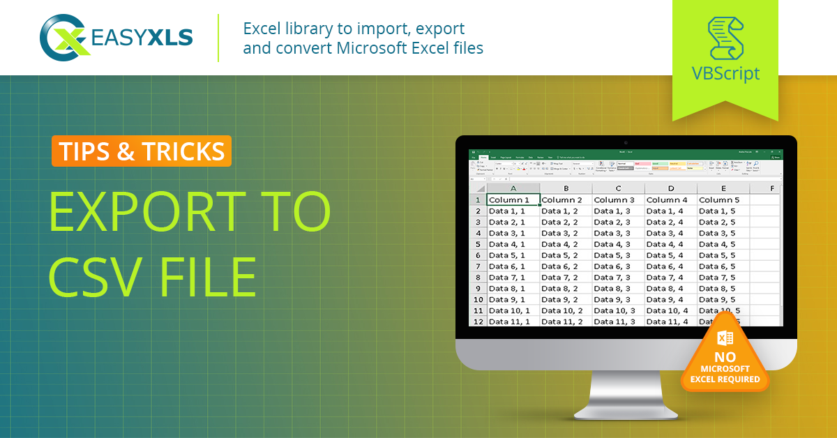 easyXLS export excel data csv vbs