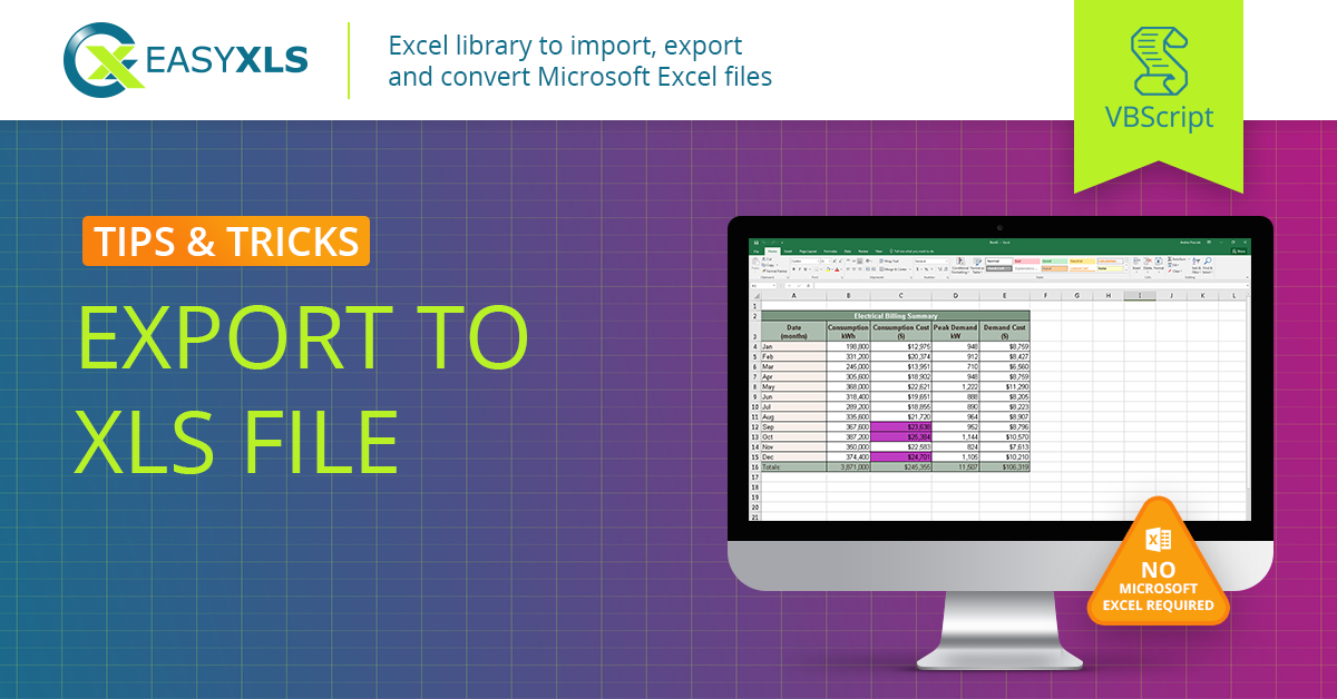 easyXLS export excel data xls vbs