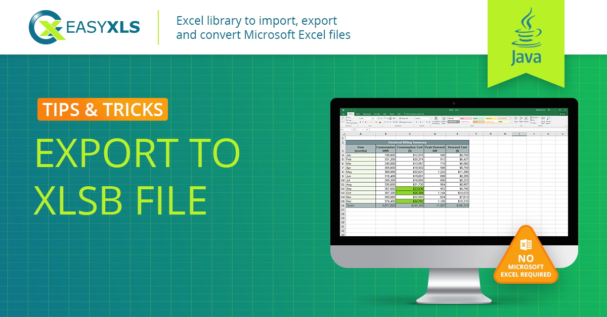 easyXLS export data excel xlsb java