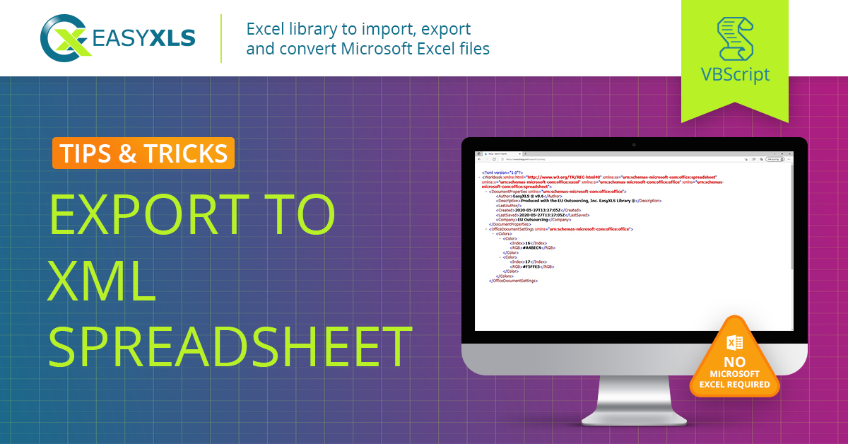 easyXLS export excel data xml vbs