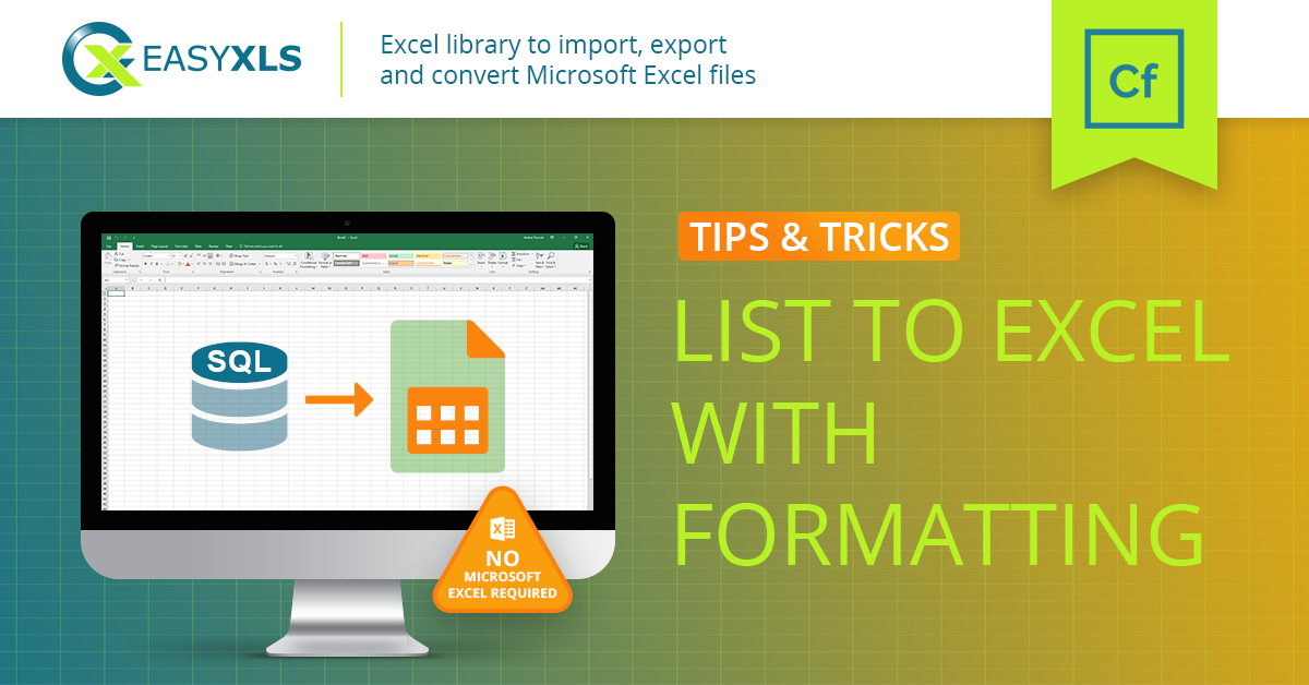 easyXLS export list excel formatting coldfusion