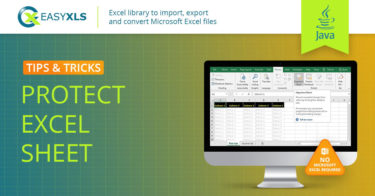 easyXLS export excel protect sheet cells java