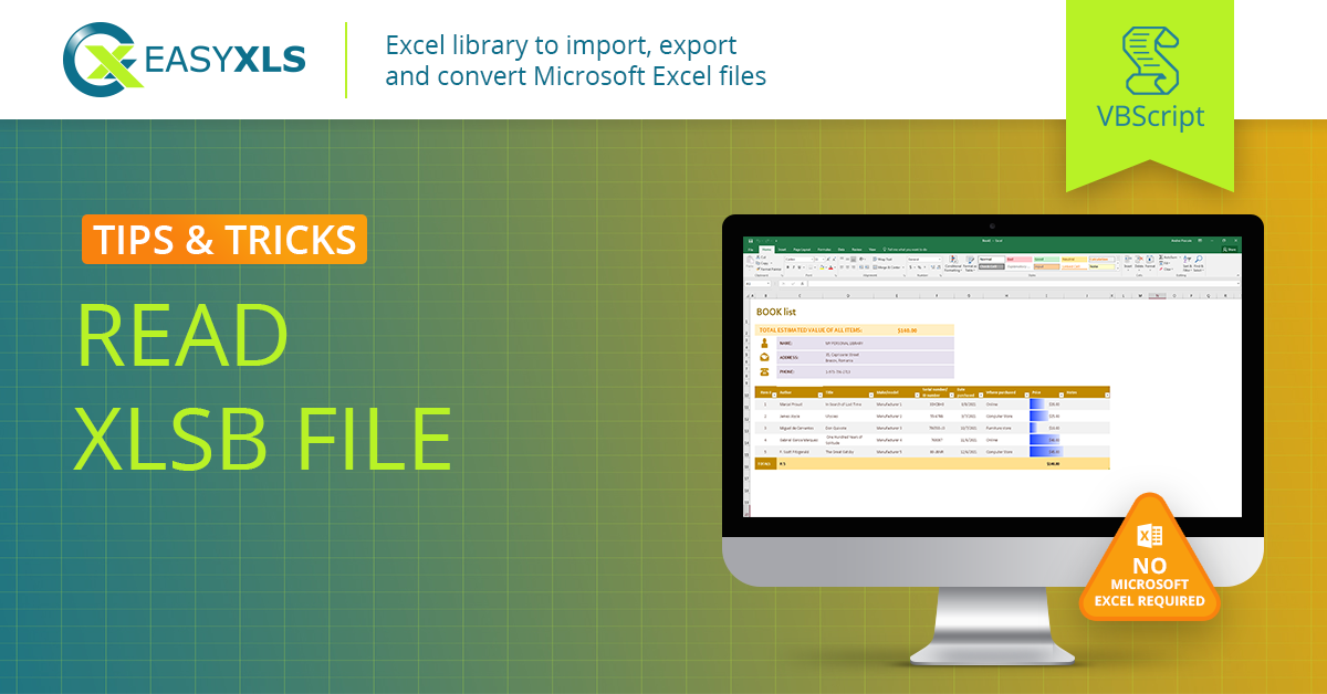 easyXLS import excel xlsb vbs