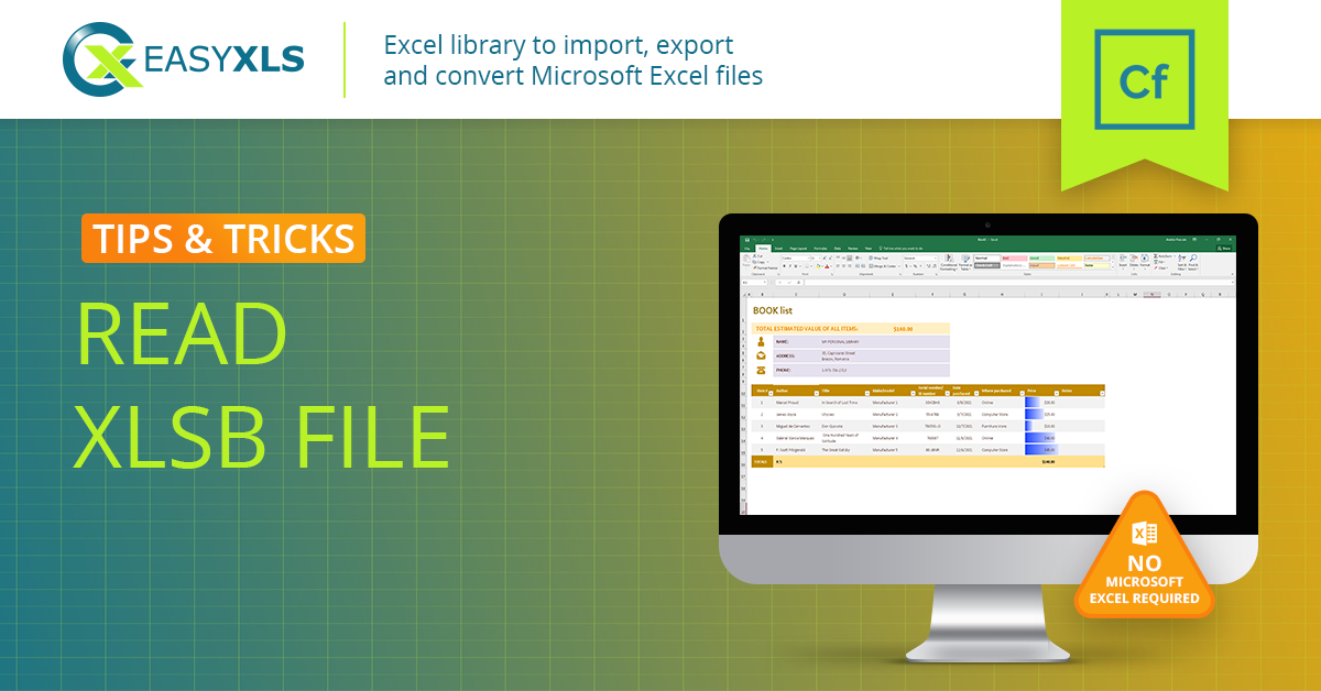 easyXLS import xlsb excel  coldfusion